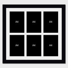 Load image into Gallery viewer, Picture Frame holds 6 A4 Certificates or Photos in a Black Wood Frame - Multi Photo Frames