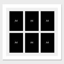 Load image into Gallery viewer, Picture Frame holds 6 A4 certificates or photos in a White Wood Frame - Multi Photo Frames