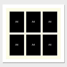 Load image into Gallery viewer, Picture Frame holds 6 A4 certificates or photos in a White Wood Frame - Multi Photo Frames
