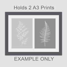 Load image into Gallery viewer, Picture Frame to hold 2 A3 prints or photos in a Grey Wood Frame - Multi Photo Frames
