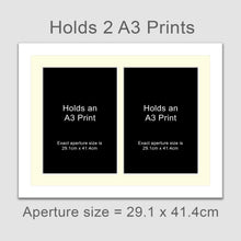 Load image into Gallery viewer, Picture Frame to hold 2 A3 prints or photos in a White Wooden Frame - Multi Photo Frames