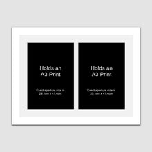 Load image into Gallery viewer, Picture Frame to hold 2 A3 prints or photos in a White Wooden Frame - Multi Photo Frames