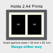 Load image into Gallery viewer, Picture Frame to hold 2 A4 Certificates/Photos in a Grey Wooden Frame - Multi Photo Frames