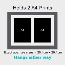 Load image into Gallery viewer, Picture Frame to hold 2 A4 Certificates/Photos in a Grey Wooden Frame - Multi Photo Frames
