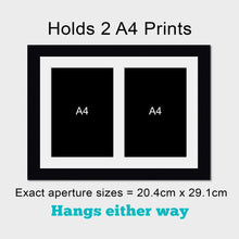 Load image into Gallery viewer, Picture Frame to hold 2 A4 Certificates/Prints in a Black Wooden Frame - Multi Photo Frames