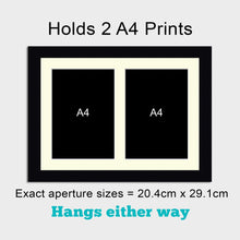 Load image into Gallery viewer, Picture Frame to hold 2 A4 Certificates/Prints in a Black Wooden Frame - Multi Photo Frames