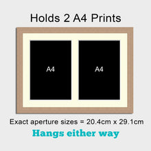 Load image into Gallery viewer, Picture Frame to hold 2 A4 Photos/Certificates in an Oak Veneer Frame - Multi Photo Frames