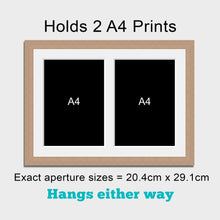 Load image into Gallery viewer, Picture Frame to hold 2 A4 Photos/Certificates in an Oak Veneer Frame - Multi Photo Frames