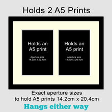 Load image into Gallery viewer, Picture Frame to hold 2 A5 prints or photos in a Black Wood Frame - Multi Photo Frames