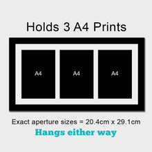 Load image into Gallery viewer, Picture Frame to hold 3 A4 certificates/photos in a Black Wooden Frame - Multi Photo Frames