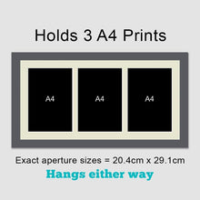 Load image into Gallery viewer, Picture Frame to hold 3 A4 certificates/photos in a Grey Wooden Frame - Multi Photo Frames