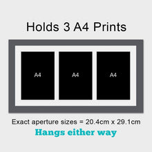 Load image into Gallery viewer, Picture Frame to hold 3 A4 certificates/photos in a Grey Wooden Frame - Multi Photo Frames