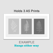 Load image into Gallery viewer, Picture Frame to hold 3 A5 prints or photos in a White Wood Frame - Multi Photo Frames