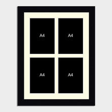 Load image into Gallery viewer, Picture Frame to hold 4 A4 Certificates/Prints in a Black Wooden Frame - Multi Photo Frames
