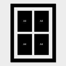 Load image into Gallery viewer, Picture Frame to hold 4 A4 Certificates/Prints in a Black Wooden Frame - Multi Photo Frames