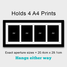 Load image into Gallery viewer, Picture Frame to hold 4 A4 photos/certificates in a Black Wood Frame - Multi Photo Frames