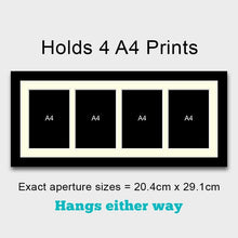 Load image into Gallery viewer, Picture Frame to hold 4 A4 photos/certificates in a Black Wood Frame - Multi Photo Frames