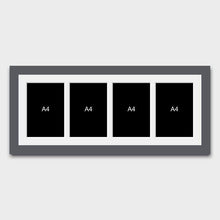 Load image into Gallery viewer, Picture Frame to hold 4 A4 photos/certificates in a Grey Wood Frame - Multi Photo Frames