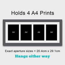 Load image into Gallery viewer, Picture Frame to hold 4 A4 photos/certificates in a Grey Wood Frame - Multi Photo Frames