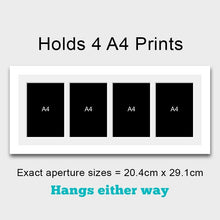 Load image into Gallery viewer, Picture Frame to hold 4 A4 photos/certificates in a White Wood Frame - Multi Photo Frames