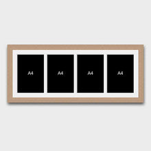 Load image into Gallery viewer, Picture Frame to hold 4 A4 photos/prints in an Oak Veneer Wood Frame - Multi Photo Frames
