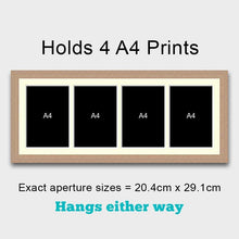 Load image into Gallery viewer, Picture Frame to hold 4 A4 photos/prints in an Oak Veneer Wood Frame - Multi Photo Frames