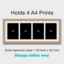 Load image into Gallery viewer, Picture Frame to hold 4 A4 photos/prints in an Oak Veneer Wood Frame - Multi Photo Frames