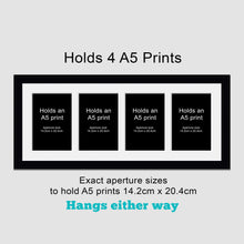 Load image into Gallery viewer, Picture Frame to hold 4 A5 prints or photos in a Black Wood Frame - Multi Photo Frames