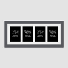 Load image into Gallery viewer, Picture Frame to hold 4 A5 prints or photos in a Grey Wood Frame - Multi Photo Frames