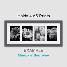 Load image into Gallery viewer, Picture Frame to hold 4 A5 prints or photos in a Grey Wood Frame - Multi Photo Frames