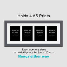 Load image into Gallery viewer, Picture Frame to hold 4 A5 prints or photos in a Grey Wood Frame - Multi Photo Frames