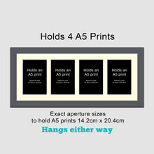 Load image into Gallery viewer, Picture Frame to hold 4 A5 prints or photos in a Grey Wood Frame - Multi Photo Frames