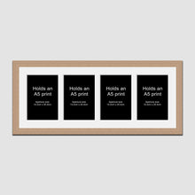Load image into Gallery viewer, Picture Frame to hold 4 A5 prints or photos in a Oak Veneer Wood Frame - Multi Photo Frames