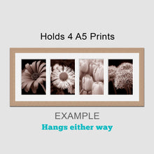 Load image into Gallery viewer, Picture Frame to hold 4 A5 prints or photos in a Oak Veneer Wood Frame - Multi Photo Frames