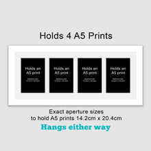 Load image into Gallery viewer, Picture Frame to hold 4 A5 prints or photos in a White Wood Frame - Multi Photo Frames
