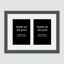 Load image into Gallery viewer, Picture Frame to hold A5 photos or prints in a Grey Wood Frame - Multi Photo Frames