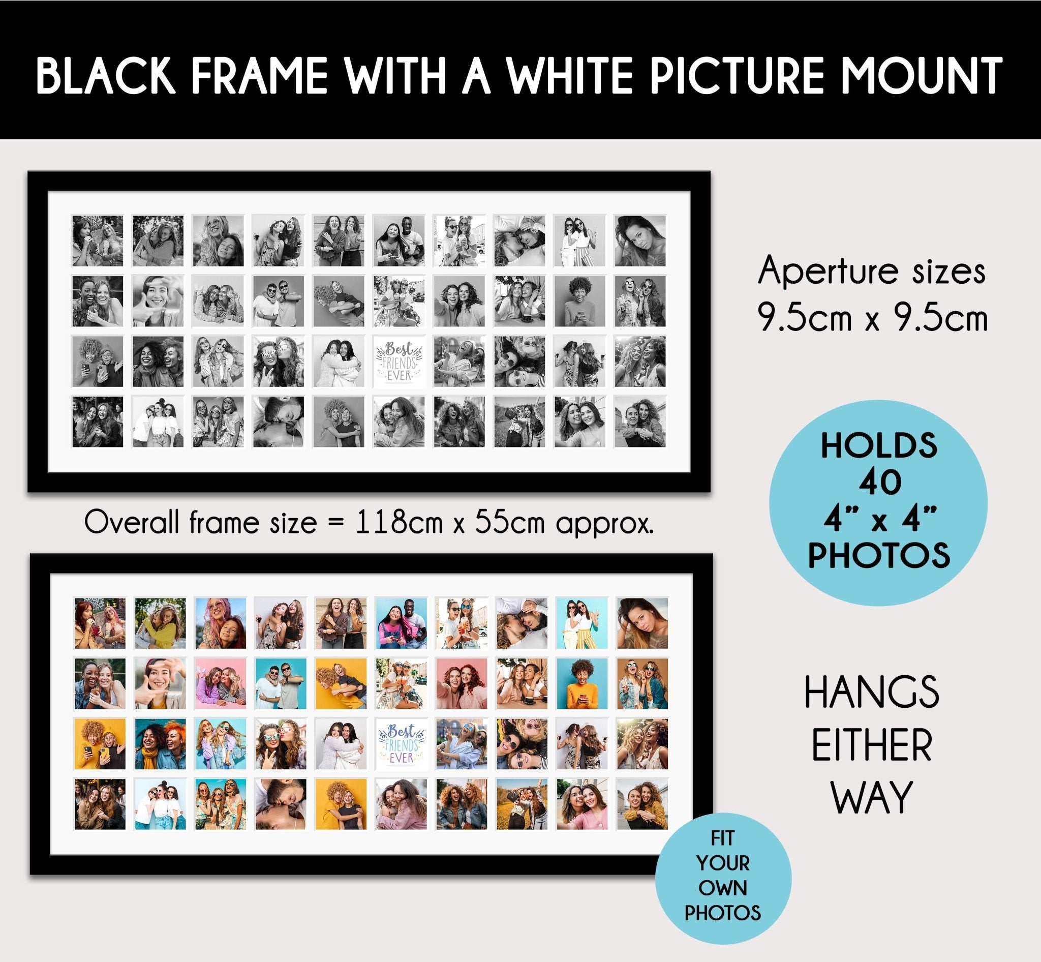 40 Aperture Multi-Photo Frame | 40 Photos | Large Multi-Picture Frame ...