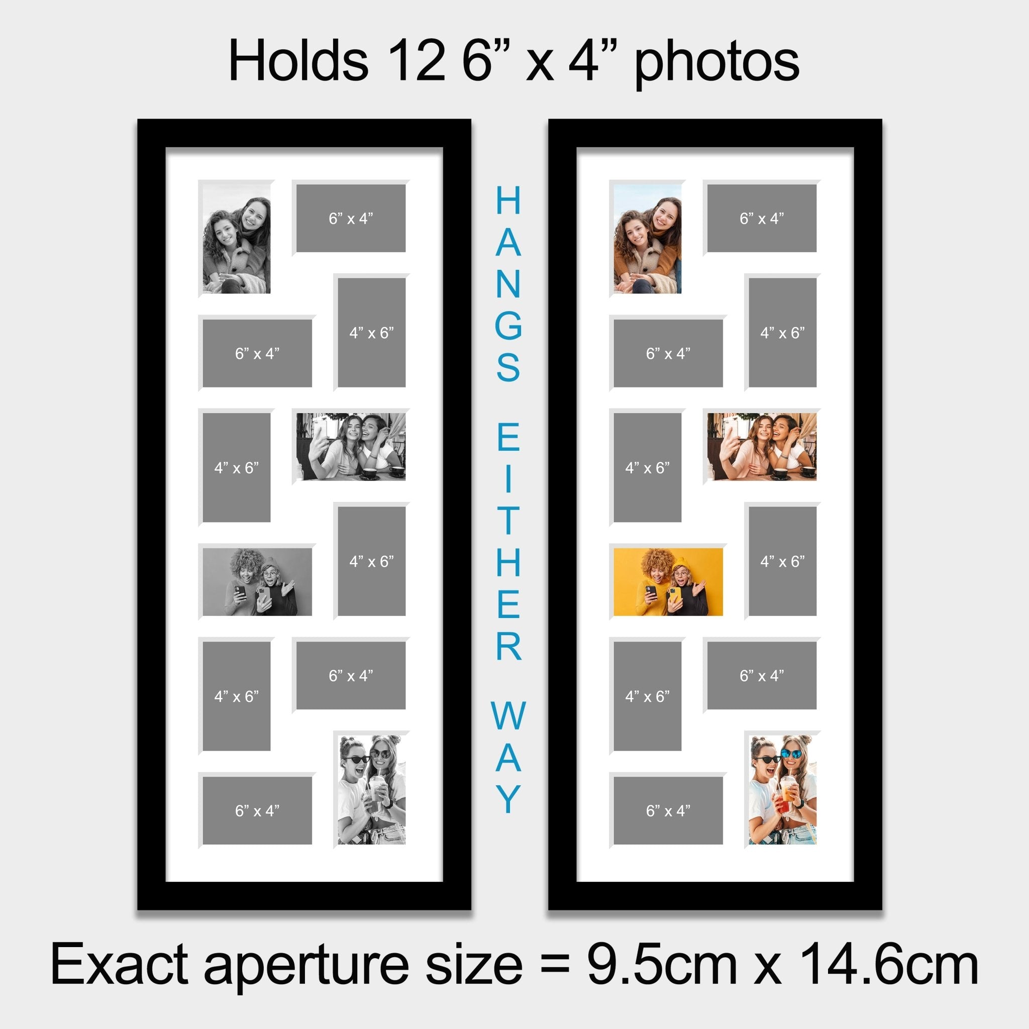 Large Multi Photo Picture Frame for 12 6 x 4 Photos in a Black Wood Frame