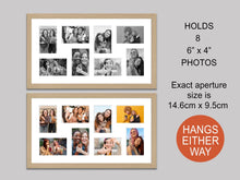 Load image into Gallery viewer, Multi Photo Frame to Hold 8 - 6&quot;x4&quot; photos in an Oak Veneer Frame - Multi Photo Frames
