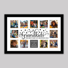 Load image into Gallery viewer, Multi Photo Picture Frame for 12 Photos | Grandkids Picture Frame in Black Wood - Multi Photo Frames
