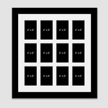 Load image into Gallery viewer, Multi Photo Picture Frame Holds 12 4x6 Photos in a Black Wood Frame - Multi Photo Frames
