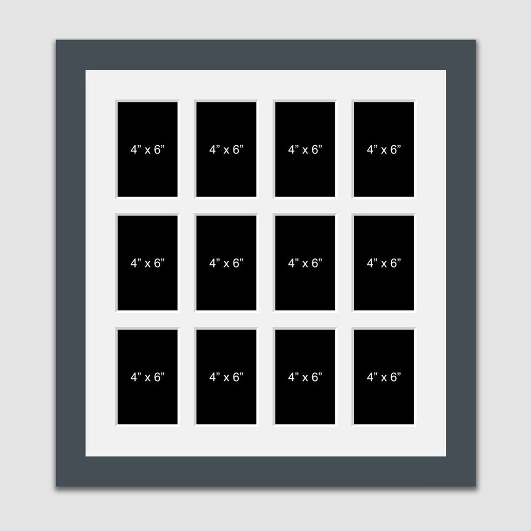 Multi Photo Picture Frame Holds 12 4x6 Photos in a Dark Grey Frame - Multi Photo Frames