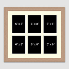 Load image into Gallery viewer, 6 Aperture Multi-Photo Frame to hold 6 6&quot; x 8&quot; Photos in an Oak Veneer Frame - Multi Photo Frames
