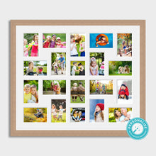 Load image into Gallery viewer, Photo Collage Printed and Framed for 20 Photos - Oak Veneer Frame
