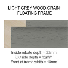 Load image into Gallery viewer, Canvas Floater Frames | Floating Frames for Canvas Pictures | 22mm Deep in Light Grey - Multi Photo Frames
