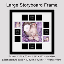 Load image into Gallery viewer, Extra Large Multi Photo Picture Frame to Hold 12 5&quot;x5&quot; photos and 1 16&quot; x 16&quot; photo in a Black Wood Frame
