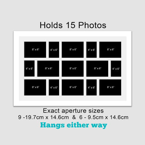 Extra Large Multi Photo Picture Frame to Hold 15 Photos in a White Frame - Multi Photo Frames