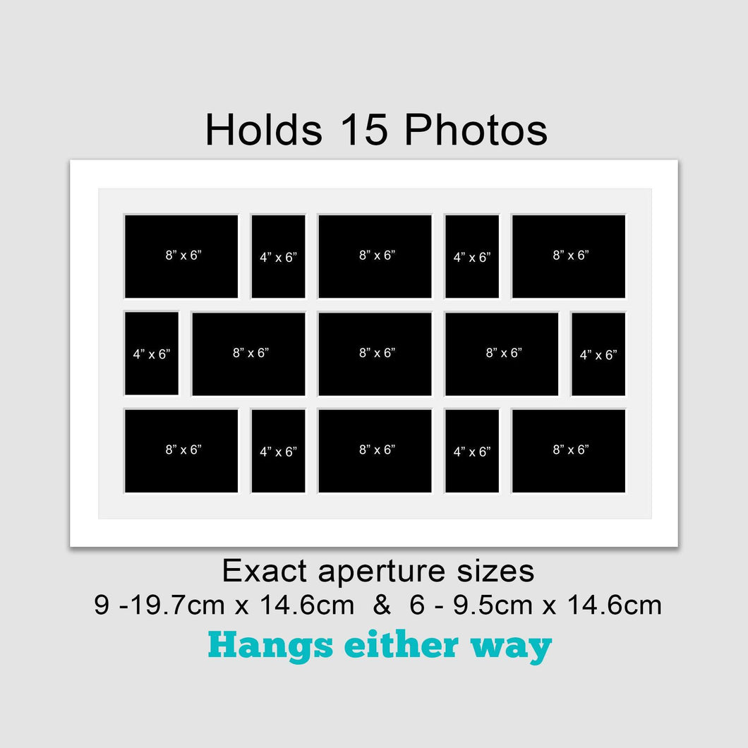 Extra Large Multi Photo Picture Frame to Hold 15 Photos in a White Frame - Multi Photo Frames
