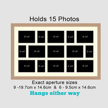 Load image into Gallery viewer, Extra Large Multi Photo Picture Frame to Hold 15 photos in an Oak Veneer Frame - Multi Photo Frames
