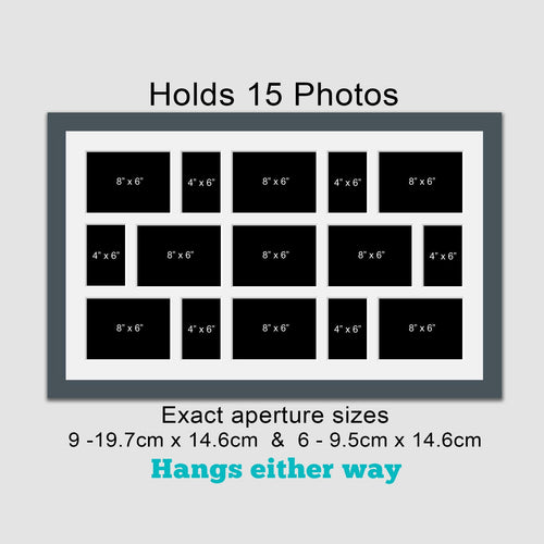 Extra Large Multi Photo Picture Frame to Hold 9 15 photos in a Grey Frame - Multi Photo Frames